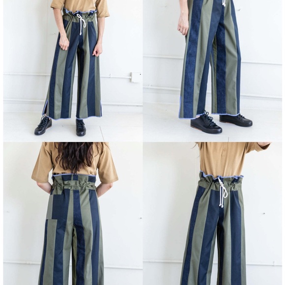 La REunion Striped Wide-Leg Pants with Drawstring Waist - Picture 1 of 3